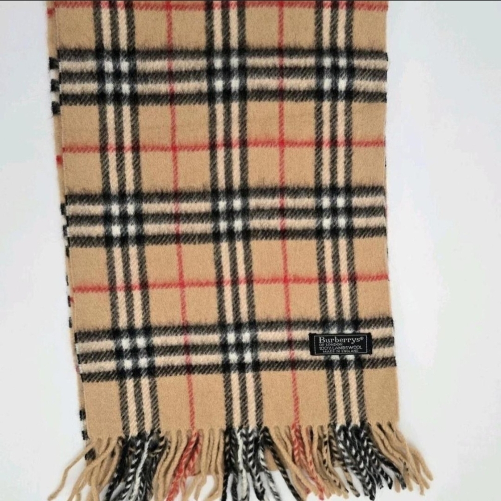 Vintage Burberrys Of London Tan Plaid Scarf